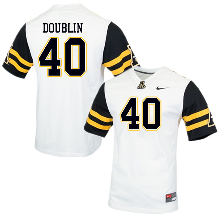 Men #40 Logan Doublin Appalachian State Mountaineers College Football Jerseys Sale-White